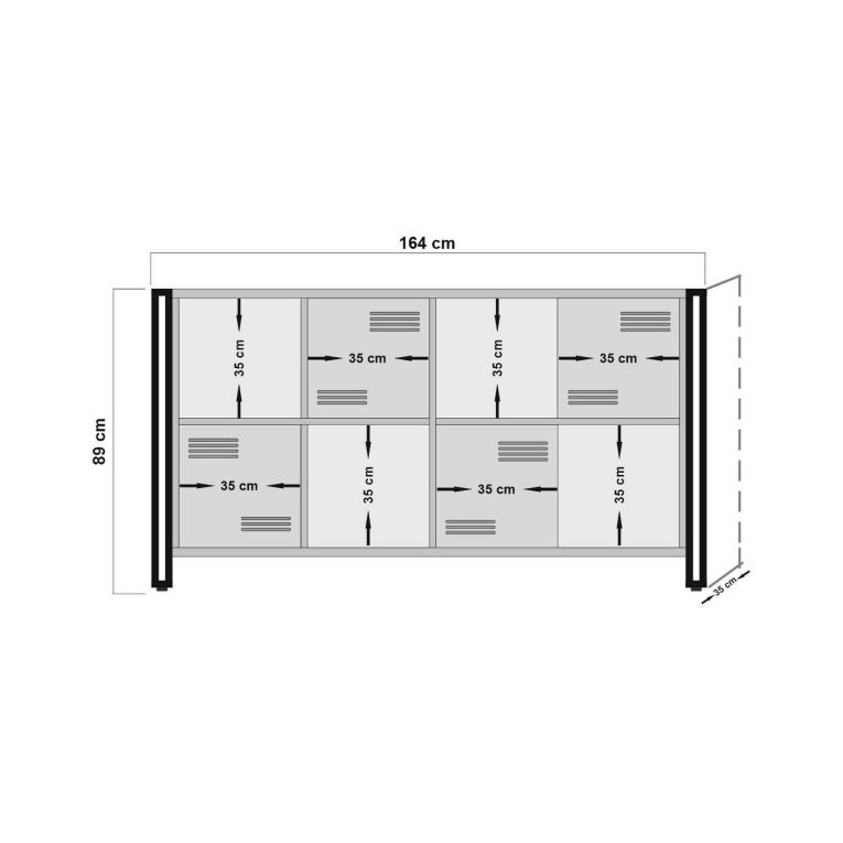 Credenza quercia e nera 164x35x89h cm 4 ante - Dodong