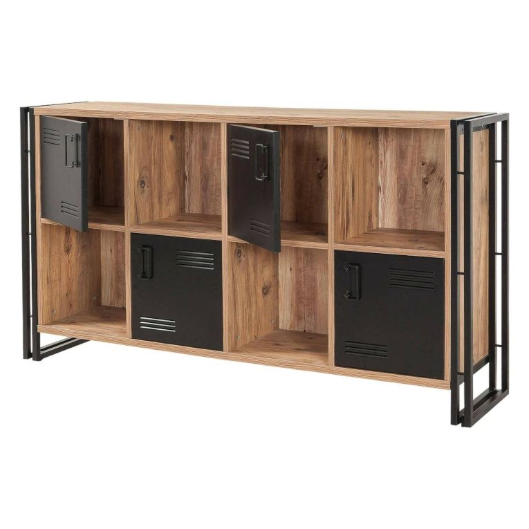 Credenza quercia e nera 164x35x89h cm 4 ante - Dodong