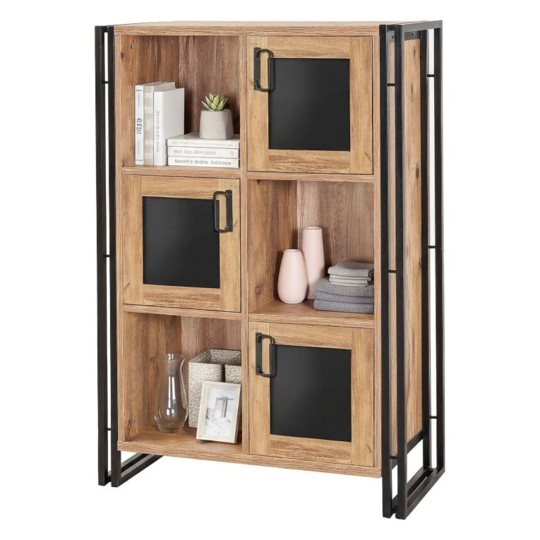 Credenza quercia e nera 89x35x127h cm 3 ante - Telesilla