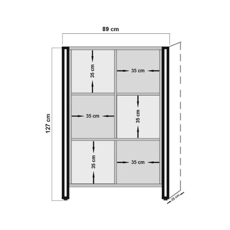 Credenza quercia e nera 89x35x127h cm 3 ante - Telesilla