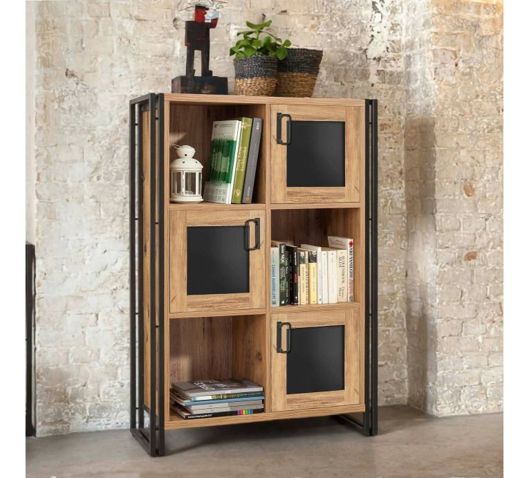 Credenza quercia e nera 89x35x127h cm 3 ante - Telesilla