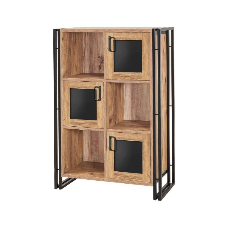 Credenza quercia e nera 89x35x127h cm 3 ante - Telesilla