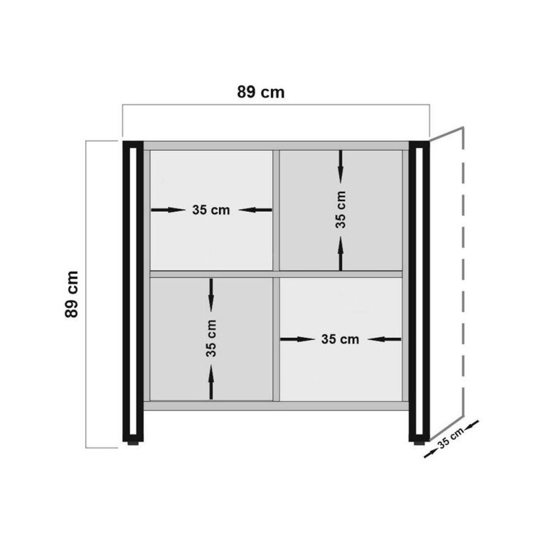 Credenza quercia e nera 89x35x89h cm 3 ante - Telesilla
