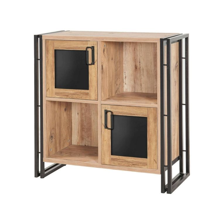 Credenza quercia e nera 89x35x89h cm 3 ante - Telesilla