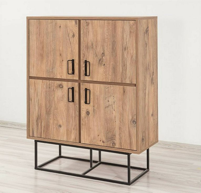 Credenza quercia e nera 93x36x115h cm 2 cassetti - Katmandu