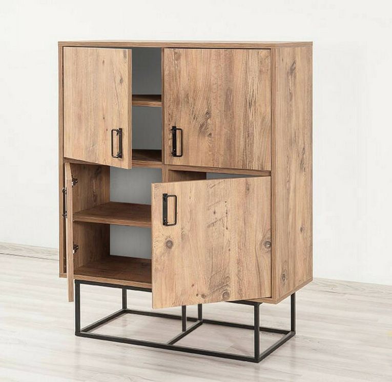 Credenza quercia e nera 93x36x115h cm 2 cassetti - Katmandu