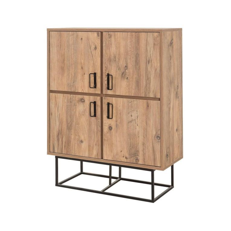 Credenza quercia e nera 93x36x115h cm 2 cassetti - Katmandu