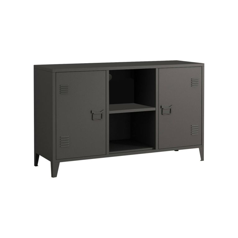 Credenza Ribes, Buffet da soggiorno, Madia da salotto, Dispensa da cucina, 120x40 h73 cm, Ardesia