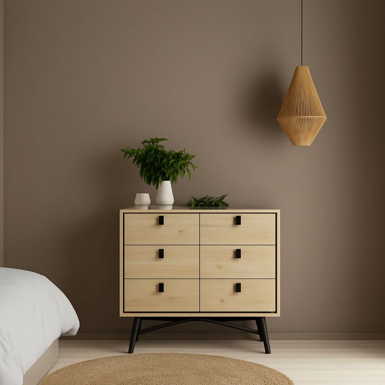 Credenza rovere 101x40x94h cm 6 cassetti - Maka