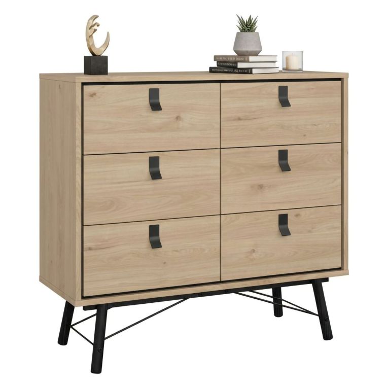 Credenza rovere 101x40x94h cm 6 cassetti - Maka