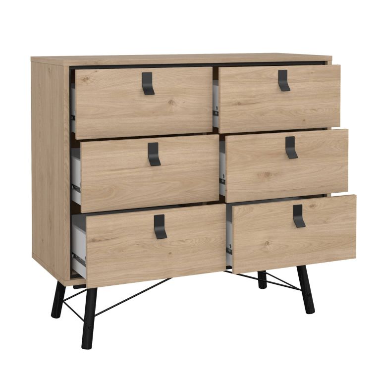 Credenza rovere 101x40x94h cm 6 cassetti - Maka
