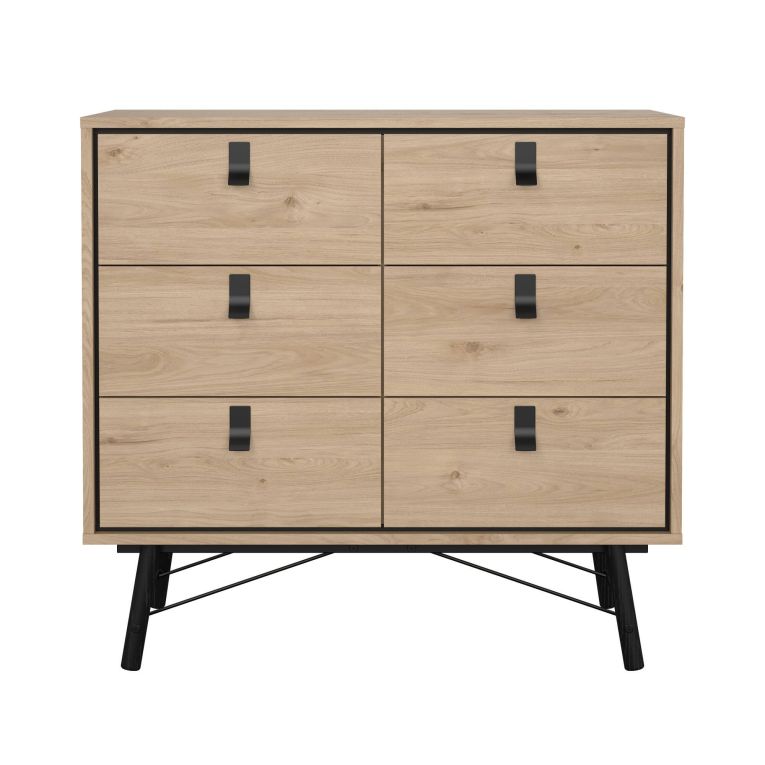 Credenza rovere 101x40x94h cm 6 cassetti - Maka