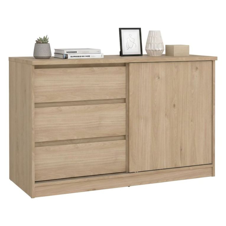 Credenza rovere 118x50x75h cm 1 anta e 3 cassetti - Bebinca