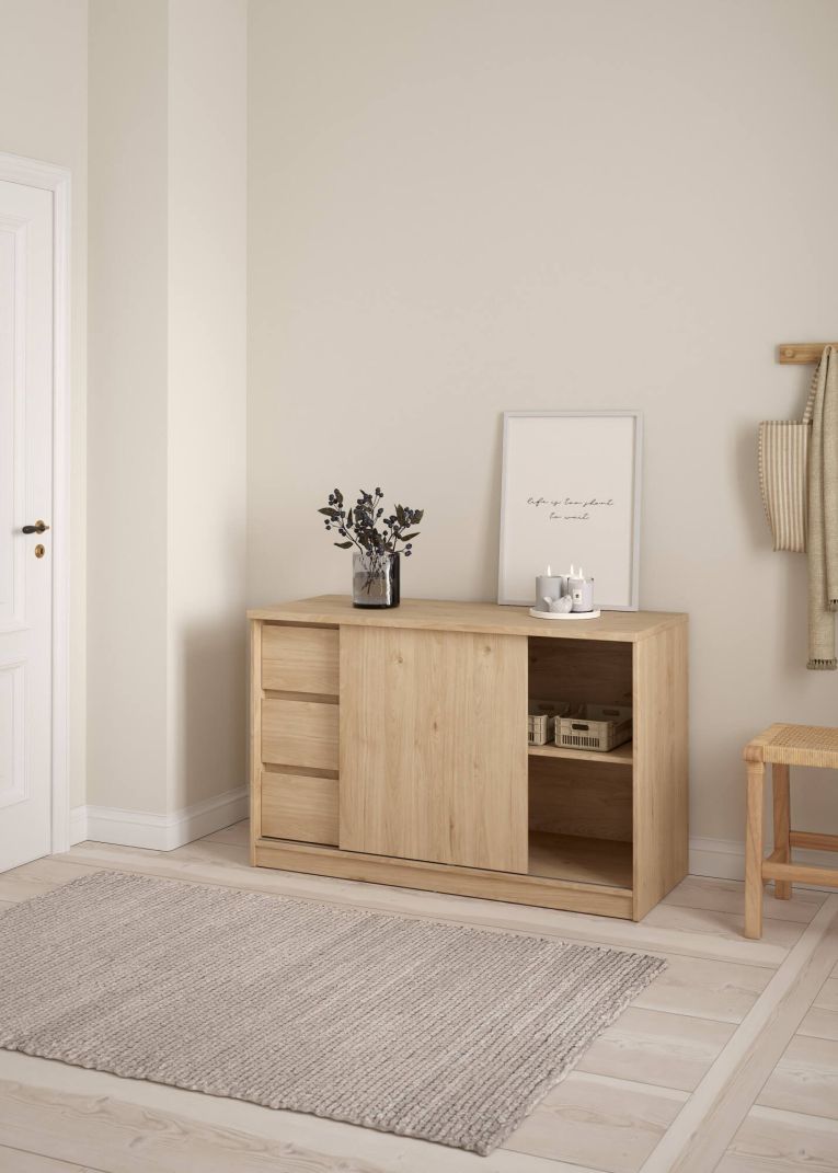 Credenza rovere 118x50x75h cm 1 anta e 3 cassetti - Bebinca