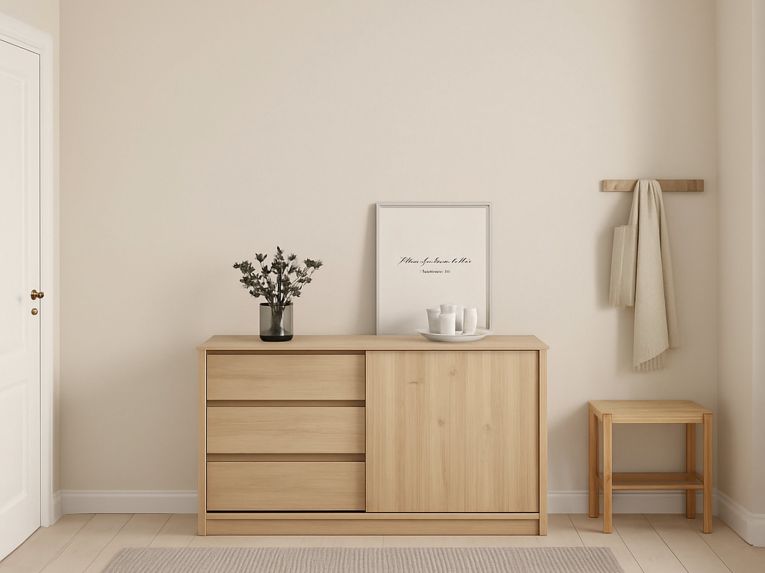 Credenza rovere 118x50x75h cm 1 anta e 3 cassetti - Bebinca