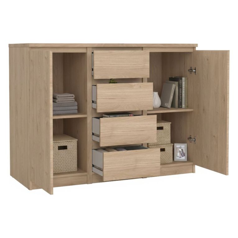 Credenza rovere 120x50x90h cm 2 ante e 4 cassetti - Angelika
