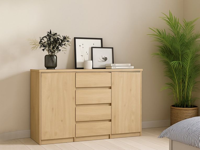 Credenza rovere 120x50x90h cm 2 ante e 4 cassetti - Angelika