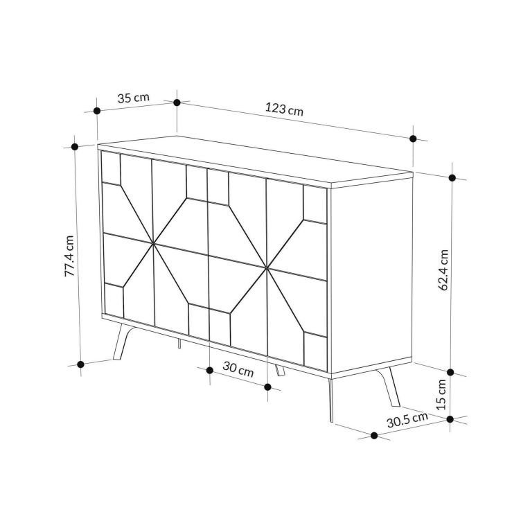 Credenza rovere 123x35x77h cm 4 ante - Brunale