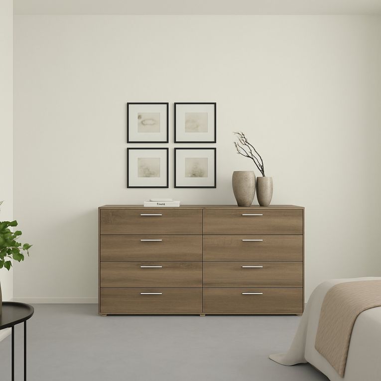 Credenza rovere 140x40x81h cm 8 cassetti - Phethai