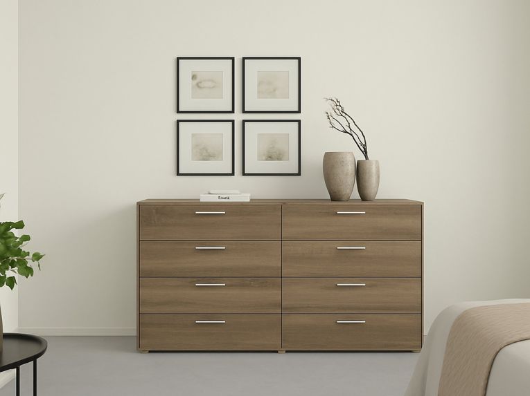 Credenza rovere 140x40x81h cm 8 cassetti - Phethai