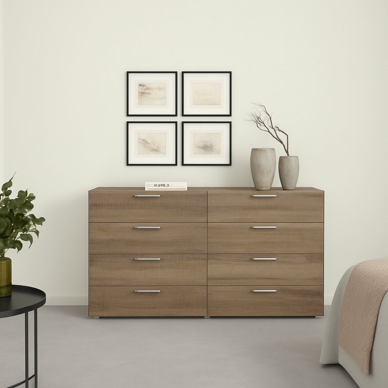Credenza rovere 140x40x81h cm 8 cassetti - Urduja