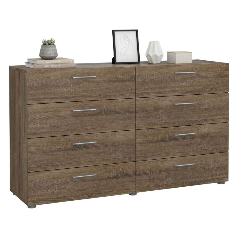Credenza rovere 140x40x81h cm 8 cassetti - Urduja