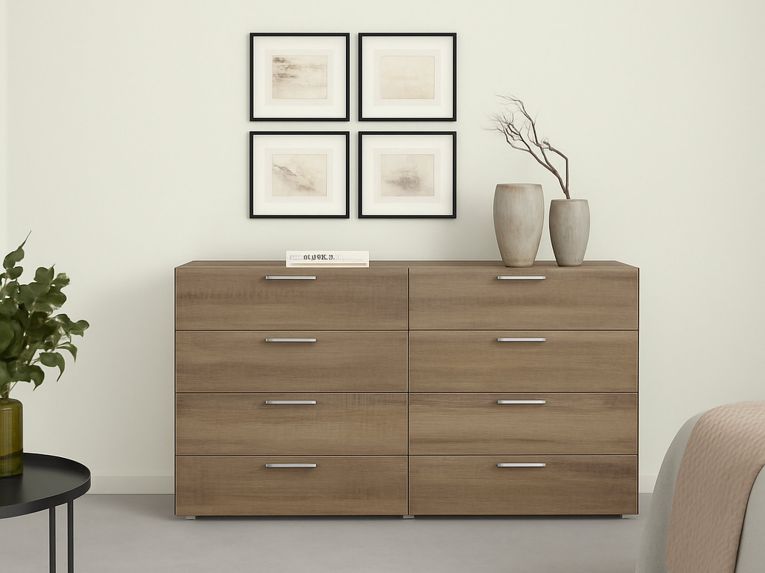 Credenza rovere 140x40x81h cm 8 cassetti - Urduja