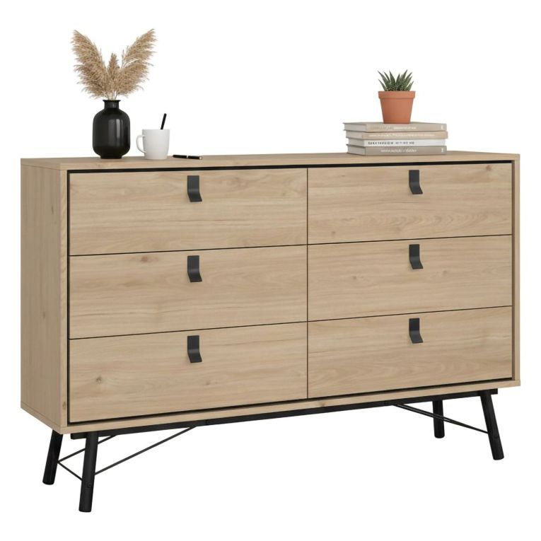 Credenza rovere 150x40x94h cm 6 cassetti - Anturio