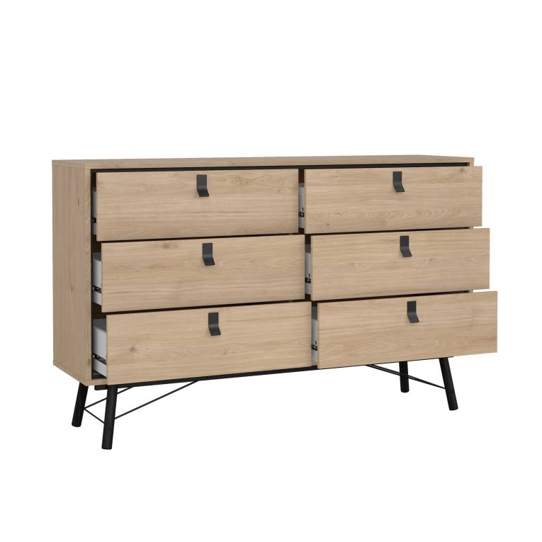 Credenza rovere 150x40x94h cm 6 cassetti - Anturio