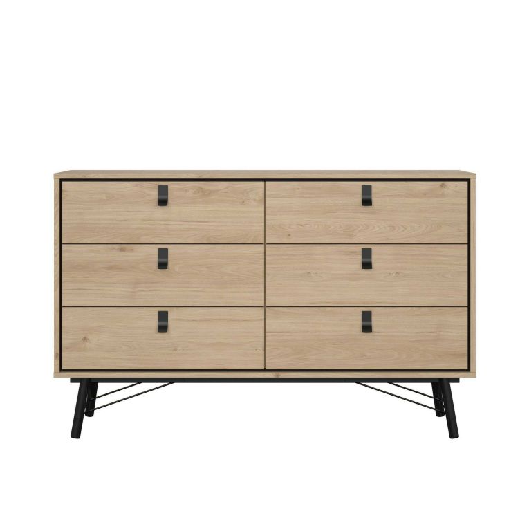 Credenza rovere 150x40x94h cm 6 cassetti - Anturio