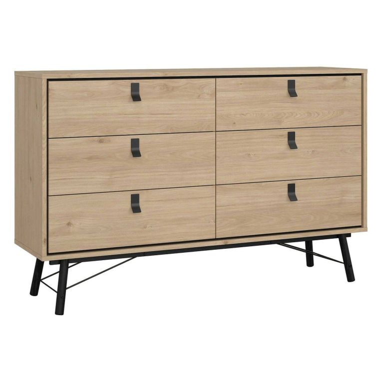 Credenza rovere 150x40x94h cm 6 cassetti - Anturio