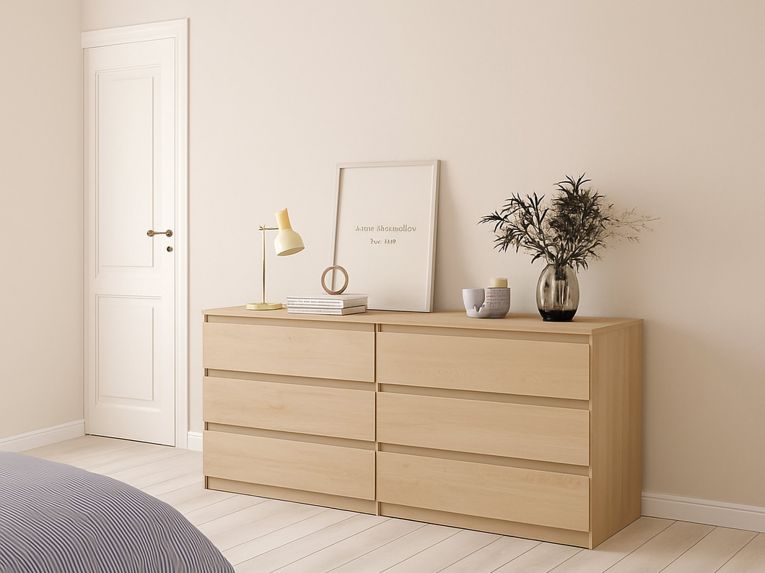 Credenza rovere 153x50x70h cm 6 cassetti - Abacadabra