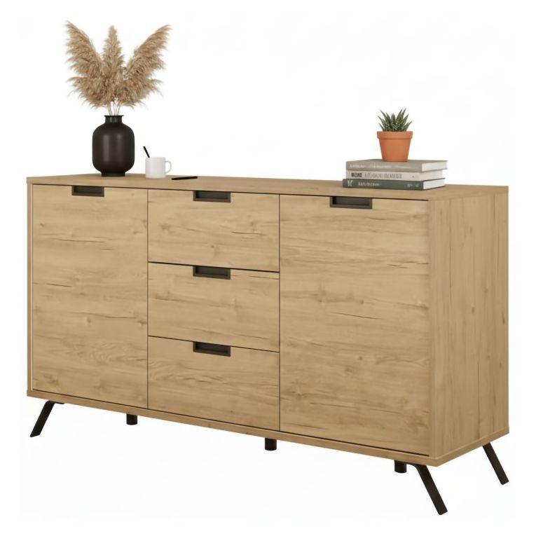 Credenza rovere 156x50x86h cm 2 ante e 3 cassetti - Alphonse