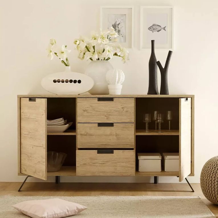 Credenza rovere 156x50x86h cm 2 ante e 3 cassetti - Alphonse