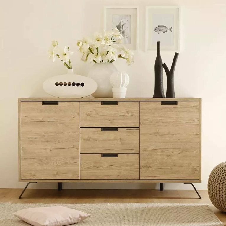 Credenza rovere 156x50x86h cm 2 ante e 3 cassetti - Alphonse