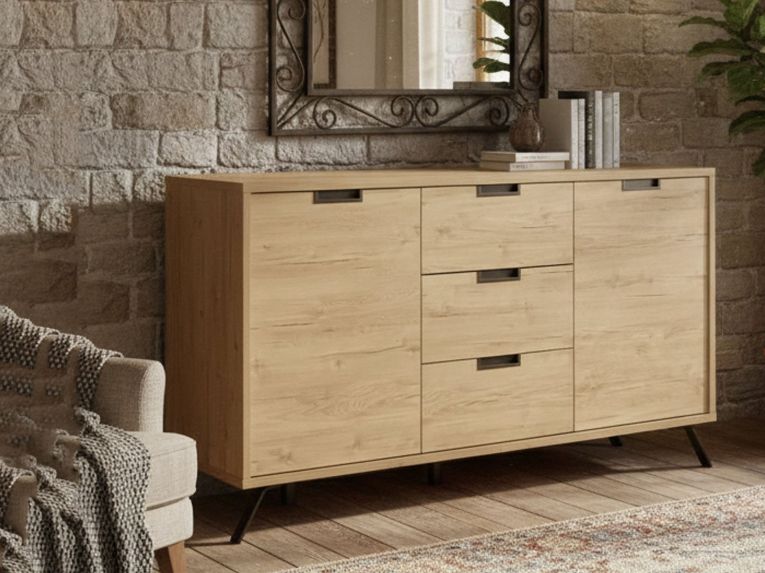 Credenza rovere 156x50x86h cm 2 ante e 3 cassetti - Alphonse