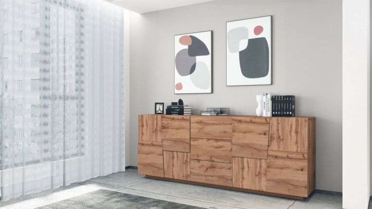 Credenza rovere 220x44x86h cm 4 ante e 3 cassetti - Astel