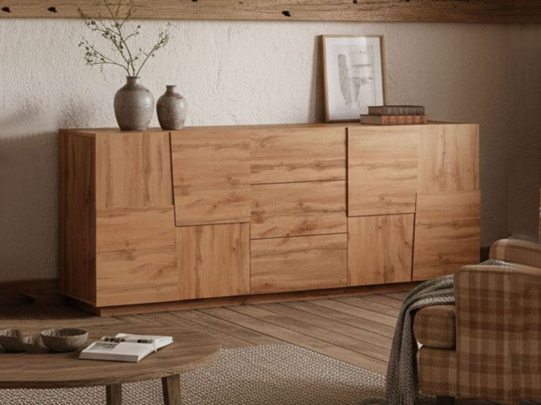 Credenza rovere 220x44x86h cm 4 ante e 3 cassetti - Astel