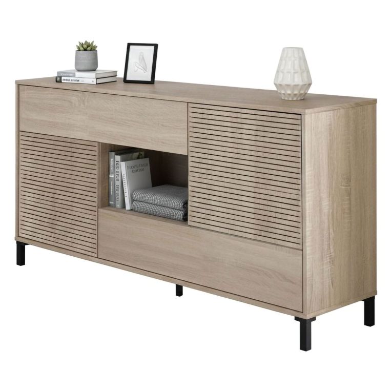 Credenza rovere cannettato 151x41x80h cm 2 ante e 2 cassetti - Abib