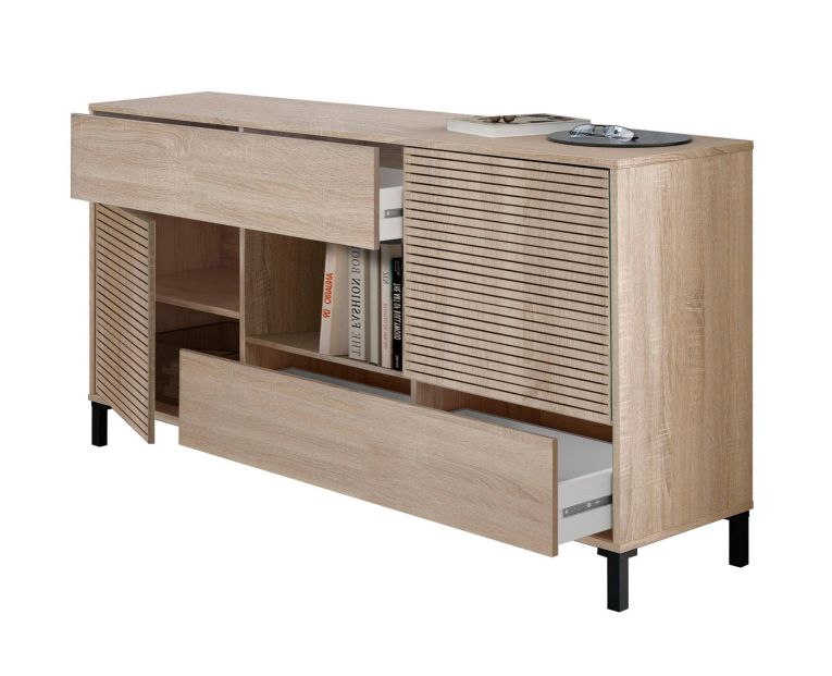 Credenza rovere cannettato 151x41x80h cm 2 ante e 2 cassetti - Abib
