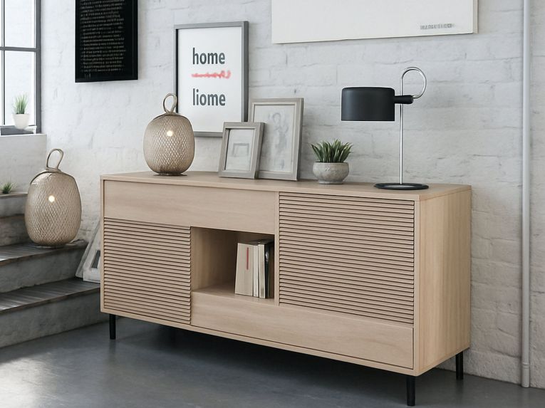 Credenza rovere cannettato 151x41x80h cm 2 ante e 2 cassetti - Abib