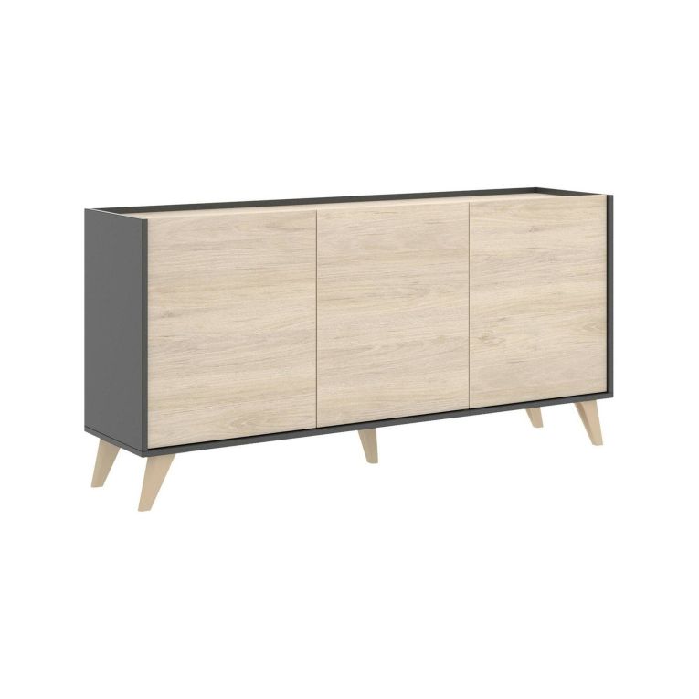 Credenza rovere e antracite 155x43x75h cm 3 ante - Afrodite