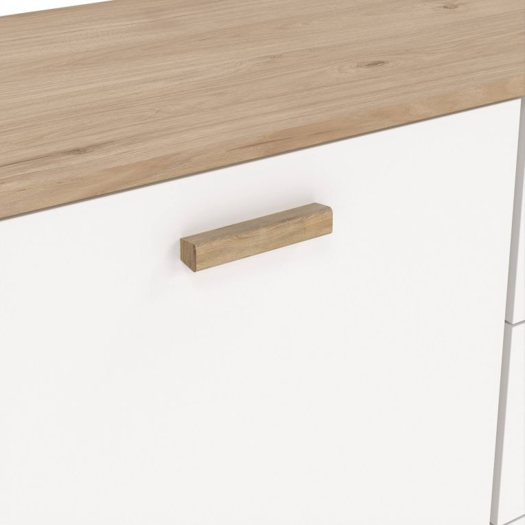 Credenza rovere e bianca 147x39x73h cm 2 ante e 3 cassetti - Pepito