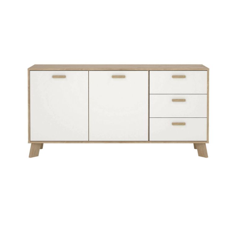 Credenza rovere e bianca 147x39x73h cm 2 ante e 3 cassetti - Pepito