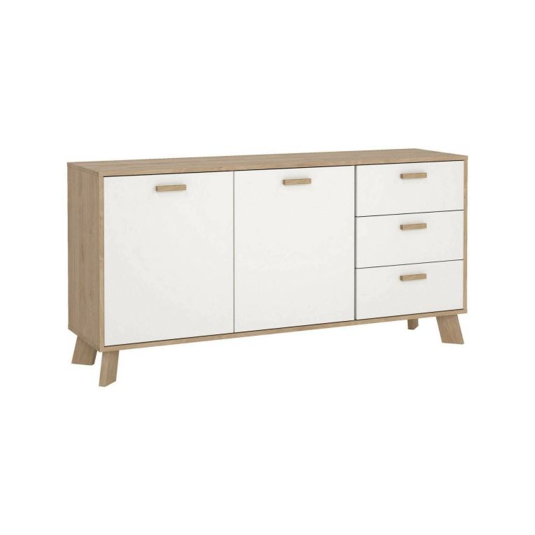 Credenza rovere e bianca 147x39x73h cm 2 ante e 3 cassetti - Pepito