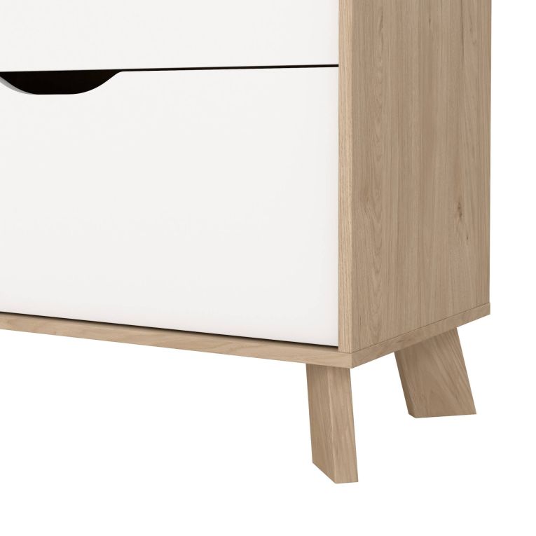 Credenza rovere e bianca 155x39x92h cm 6 cassetti - Chito