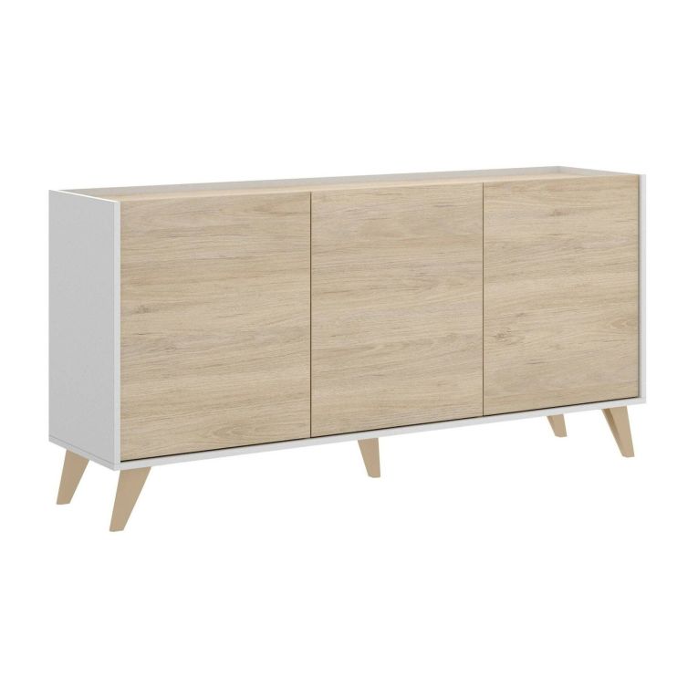 Credenza rovere e bianca 155x43x75h cm 3 ante - Afrodite