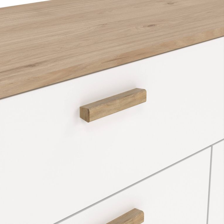 Credenza rovere e bianca 195x39x73h cm 4 ante e 1 cassetto - Wukong