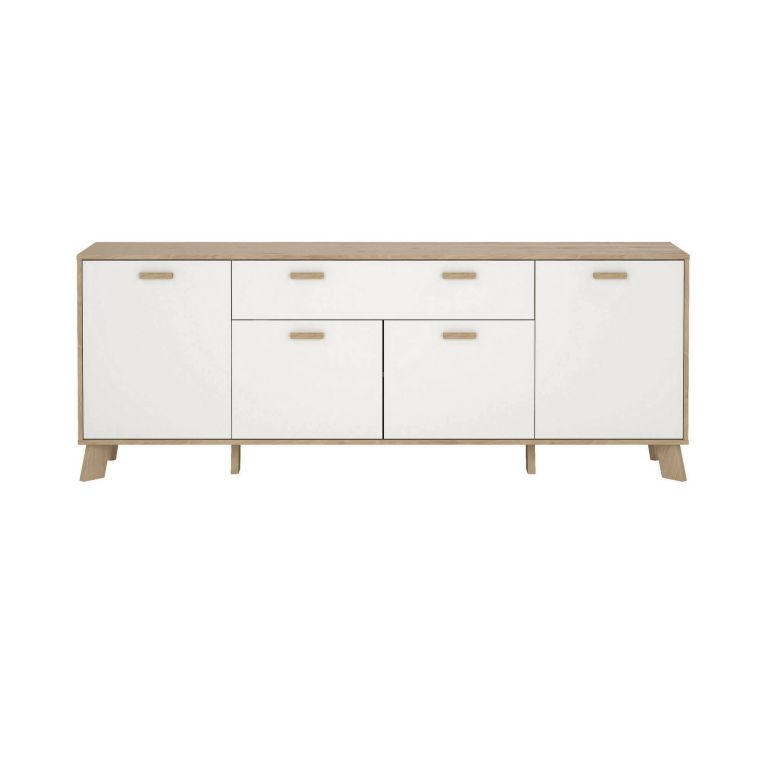 Credenza rovere e bianca 195x39x73h cm 4 ante e 1 cassetto - Wukong