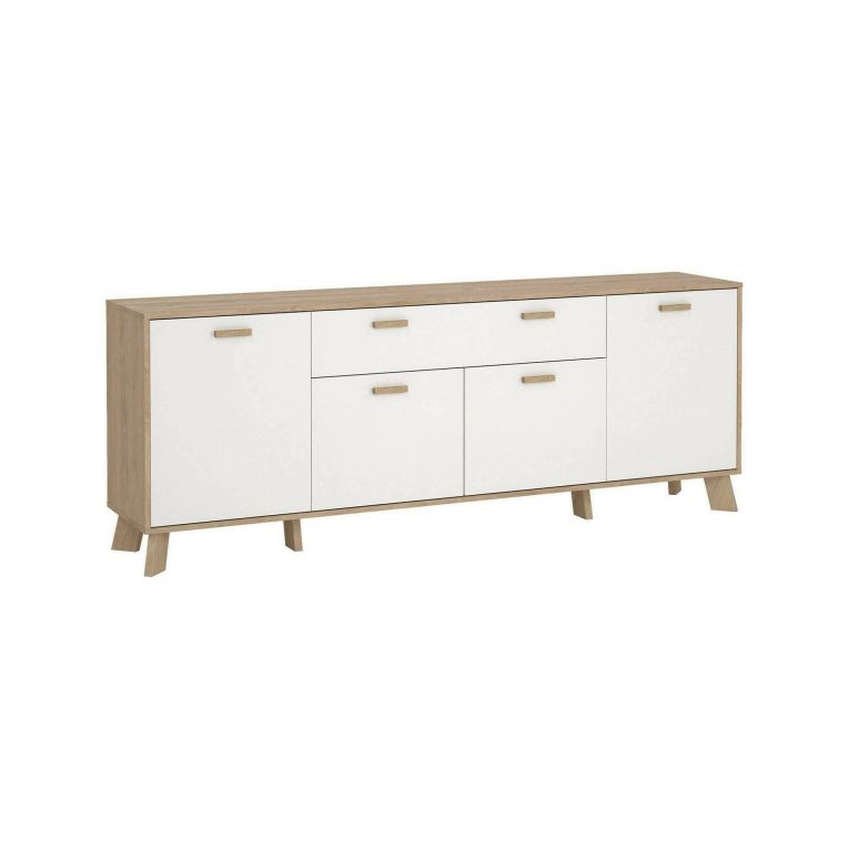 Credenza rovere e bianca 195x39x73h cm 4 ante e 1 cassetto - Wukong